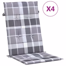vidaXL Cuscini per Sedie 4 pz Grigi a Quadri 120x50x3 cm in Tessuto - Vista aggiuntiva 2
