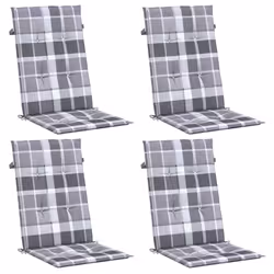 vidaXL Cuscini per Sedie 4 pz Grigi a Quadri 120x50x3 cm in Tessuto - Vista aggiuntiva 3