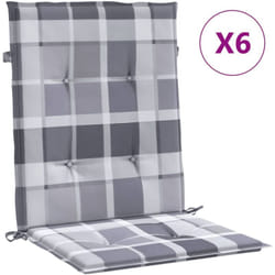 Cuscini per Sedia 6 pz a Quadri Grigi 100x50x3cm Tessuto Oxford Vidaxl 750796