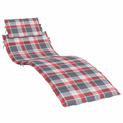 vidaXL Cuscino per Lettino a Quadri Rossi 186x58x4cm in Tessuto Oxford - Vista aggiuntiva 2