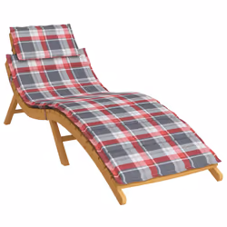 vidaXL Cuscino per Lettino a Quadri Rossi 186x58x4cm in Tessuto Oxford - Vista aggiuntiva 3