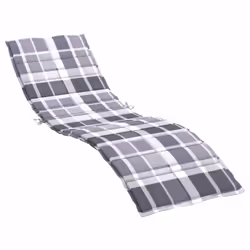 vidaXL Cuscino per Lettino a Quadri Grigi 200x60x3 cm Tessuto Oxford - Vista aggiuntiva 2
