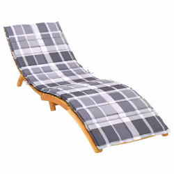 vidaXL Cuscino per Lettino a Quadri Grigi 200x60x3 cm Tessuto Oxford - Vista aggiuntiva 3