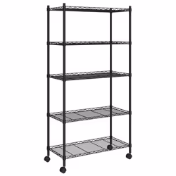 vidaXL Scaffale a 5 Livelli con Ruote 75x35x155 cm Nero 250 kg - Vista aggiuntiva 2