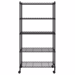 vidaXL Scaffale a 5 Livelli con Ruote 75x35x155 cm Nero 250 kg - Vista aggiuntiva 3