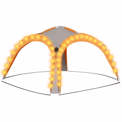 vidaXL Tenda Feste con LED e 4 Pareti 3,6x3,6x2,3 m Grigio e Arancione - Vista aggiuntiva 2