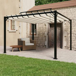 vidaXL Gazebo con Tetto a Lamelle 3x3 m in Tessuto Crema e Alluminio