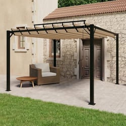 vidaXL Gazebo con Tetto a Lamelle 3x3 m in Tessuto Tortora e Alluminio