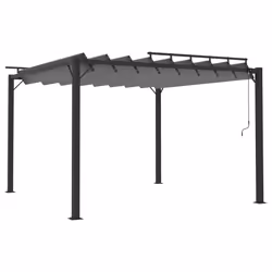 Gazebo con Tetto a Lamelle 3x3 m in Tessuto Antracite/Alluminiocod mxl 97255 - Vista aggiuntiva 2