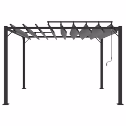 Gazebo con Tetto a Lamelle 3x3 m in Tessuto Antracite/Alluminiocod mxl 97255 - Vista aggiuntiva 3