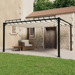 vidaXL Gazebo con Tetto a Lamelle 3x4 m in Tessuto Crema e Alluminio