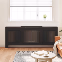 vidaXL Copertura per Radiatore Nera in MDF 205 cm - Vista aggiuntiva 3