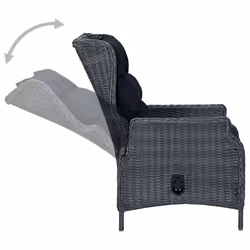 VidaXL 313300 sedia da esterno Terrazzo Seduta imbottita Rattan sintetico, Acciaio Nero, Grigio - Vista aggiuntiva 5