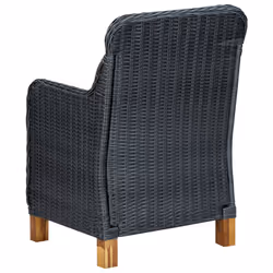 VidaXL 313315 sedia da esterno Terrazzo Seduta imbottita Legno di acacia, Rattan sintetico, Acciaio Nero, Grigio - Vista aggiuntiva 6