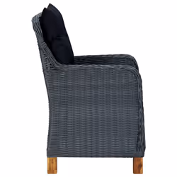 VidaXL 313316 sedia da esterno Terrazzo Seduta imbottita Legno di acacia, Rattan sintetico, Acciaio Nero, Grigio - Vista aggiuntiva 5