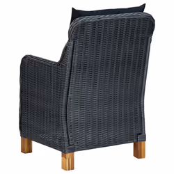 VidaXL 313316 sedia da esterno Terrazzo Seduta imbottita Legno di acacia, Rattan sintetico, Acciaio Nero, Grigio - Vista aggiuntiva 6
