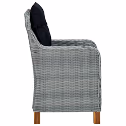 VidaXL 313318 sedia da esterno Terrazzo Seduta imbottita Legno di acacia, Rattan sintetico, Acciaio Nero, Grigio - Vista aggiuntiva 5