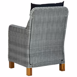 VidaXL 313318 sedia da esterno Terrazzo Seduta imbottita Legno di acacia, Rattan sintetico, Acciaio Nero, Grigio - Vista aggiuntiva 6
