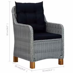 VidaXL 313318 sedia da esterno Terrazzo Seduta imbottita Legno di acacia, Rattan sintetico, Acciaio Nero, Grigio - Vista aggiuntiva 8