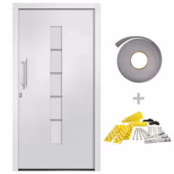 vidaXL Porta d'Ingresso in Alluminio e PVC Bianco 100x210 cm - Vista aggiuntiva 2