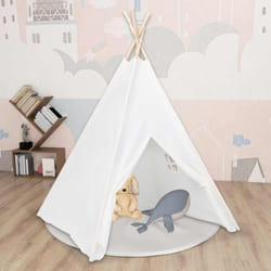 Tenda Tipi Bimbi Borsa Bianco Microfibra Strisce 120x120x150cm - Vidaxl
