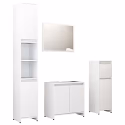 vidaXL Set Mobili da Bagno 4 pz Bianco in Truciolato - Vista aggiuntiva 2