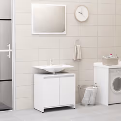 vidaXL Set Mobili da Bagno 4 pz Bianco in Truciolato - Vista aggiuntiva 3