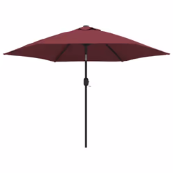 vidaXL Ombrellone da Giardino con LED Palo Acciaio 300 cm Rosso Bordò - Vista aggiuntiva 2