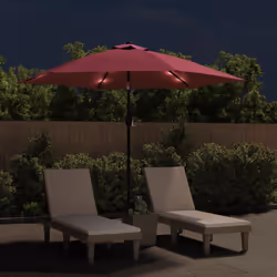 vidaXL Ombrellone da Giardino con LED Palo Acciaio 300 cm Rosso Bordò - Vista aggiuntiva 3