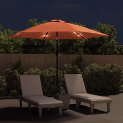 vidaXL Ombrellone da Giardino con LED e Palo Acciaio 300 cm Terracotta - Vista aggiuntiva 3