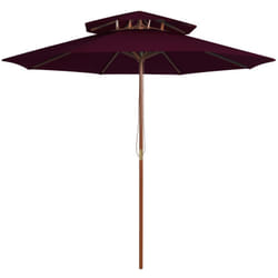 Ombrellone a Due Livelli con Palo in Legno 270 cm Rosso Bordò Vidaxl 5996