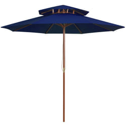 Ombrellone a Due Livelli con Palo in Legno 270 cm Blu vidaXL 8657
