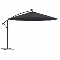 vidaXL Ombrellone a Sbalzo con Palo e Luci a LED Nero 350 cm - Vista aggiuntiva 2
