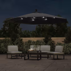 vidaXL Ombrellone a Sbalzo con Palo e Luci a LED Nero 350 cm - Vista aggiuntiva 3