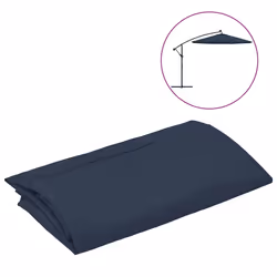 vidaXL Telo di Ricambio per Ombrellone Bianco Blu 350 cm - Vista aggiuntiva 2