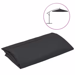 vidaXL Telo di Ricambio per Ombrellone Nero 350 cm - Vista aggiuntiva 2
