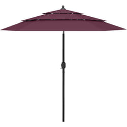 Ombrellone a 3 Livelli con Palo in Alluminio Rosso Bordò 2,5 m Vidaxl 5084