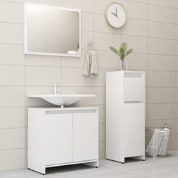 Set bagno dotato di mobile medio sottolavabo e specchio disponibili vari colori colore : BIANCO