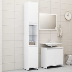 Set bagno dotato di mobile alto sotto lavabo e specchio disponibili vari colori colore : BIANCO