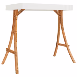 vidaXL Altalena con Tetto Crema Legno Massello Ricurvo Finitura in Teak - Vista aggiuntiva 2