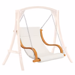 vidaXL Sedia a Dondolo Senza Telaio con Cuscino Legno Curvato - Vista aggiuntiva 3