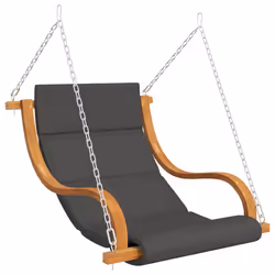 vidaXL Sedia a Dondolo Senza Telaio con Cuscino in Legno Curvato - Vista aggiuntiva 2