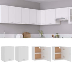 Armadi Sospesi 2 pz Bianchi 50x31x60 cm in Legno Multistratocod mxl 73128