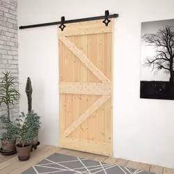 Porta Scorrevole con Set Hardware 80x210 cm in Legno di Pinocod mxl 96446 - Vista aggiuntiva 3