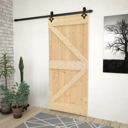 Porta Scorrevole con Set Hardware 90x210 cm in Legno di Pinocod mxl 120389