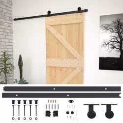 Porta Scorrevole con Set Hardware 90x210 cm in Legno di Pinocod mxl 96447