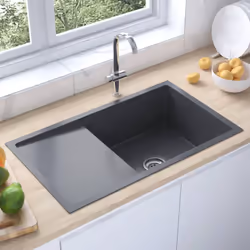 Godetevi il vantaggio del nostro lavandino da cucina dal design pulito e contemporaneo. Il lavabo con gocciolatoio dalla fini ...