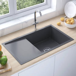 Lavandino, Lavello da Cucina Lavorato a Mano Nero Acciaio Inox Vidaxl 75253