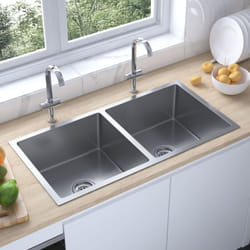 Lavello da Cucina Lavorato a Mano in Acciaio Inox Vidaxl 96419