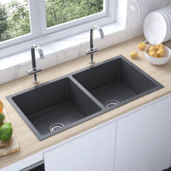 Lavandino, Lavello da Cucina Lavorato a Mano Nero Acciaio Inox Vidaxl 44592